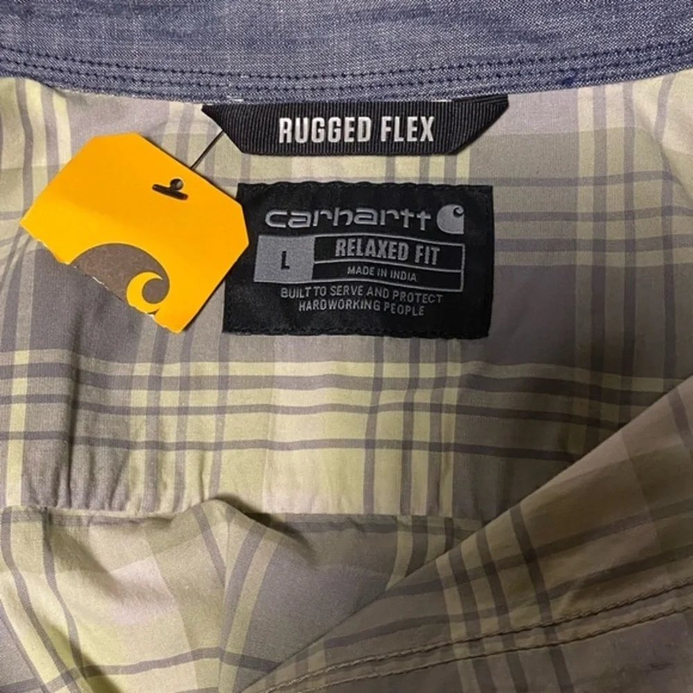 NWT MENS CARHARTT RUGGED FLEX FIT LONG SLEEVE BUTTON DOWN SIZE LARGE - Picture 5 of 8